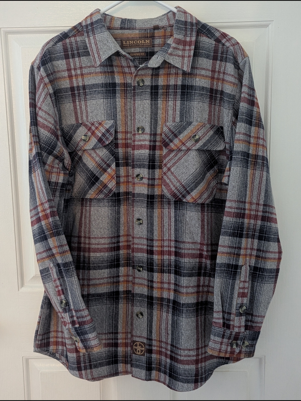 Lincoln Outfitters Men's Flannel Shirt LR Large Gray Western Rodeo Long Sleeve